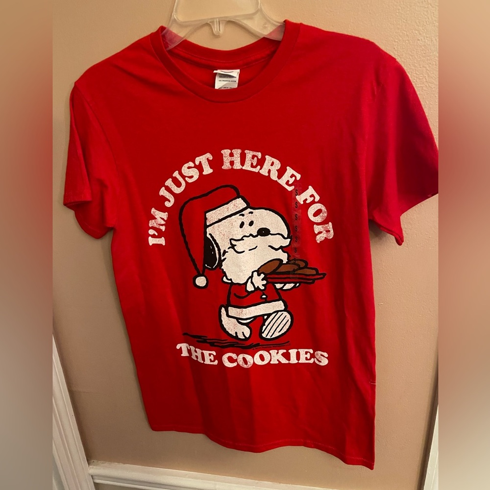 Snoopy “ I am Just Here for the Cookies “ adult shirt size S . NWT